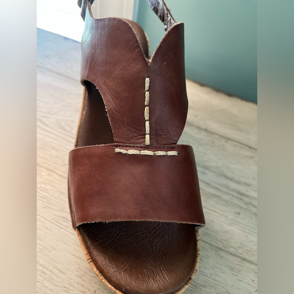 Antelope Leather & Cork Wedge Sandals - Picture 9 of 10